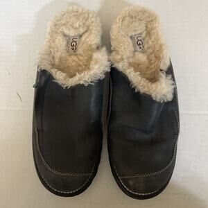 UGG Hampton Sheepskin Brown Leather Clogs Mules SlipOn Slipper Women’s Sz 10 Zip